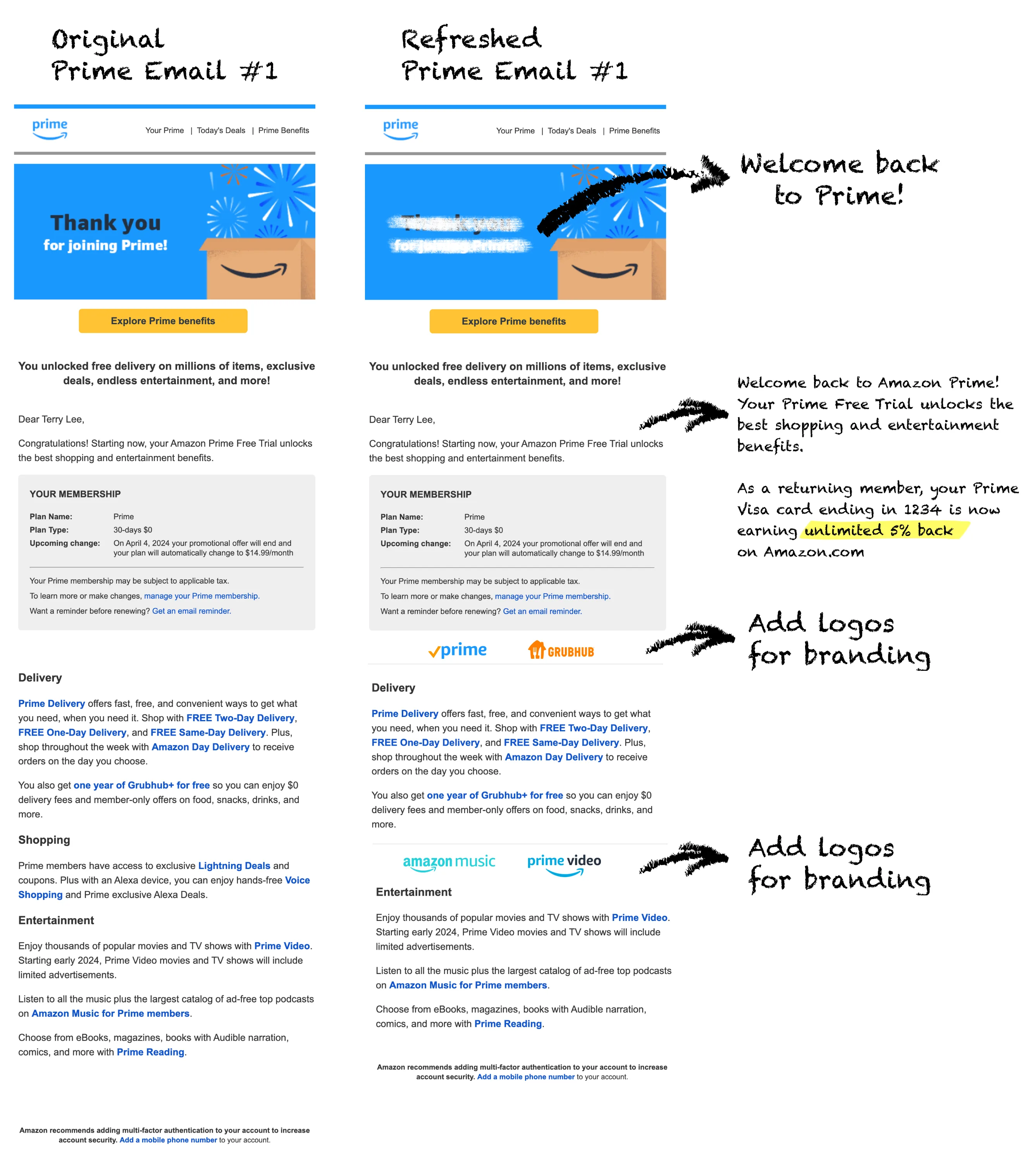 Refreshed Amazon Prime Customer Email #1